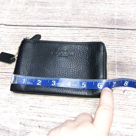 Coach Black Leather Double Zip Wallet - Picture 10 of 12